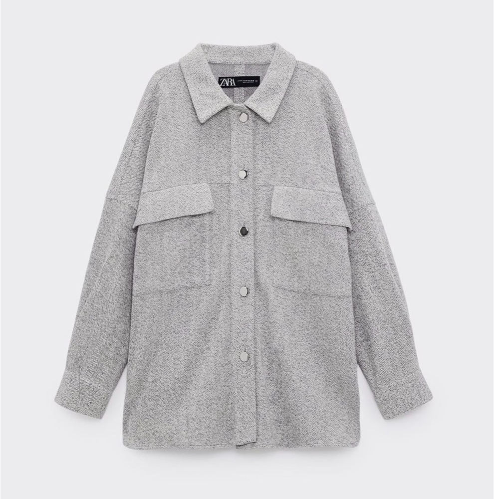 Zara Pocket Overshirt M-L Light Gray